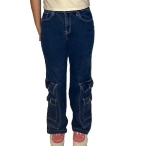 FashionNova Can't Control It Cargo Jeans - Dark Wash